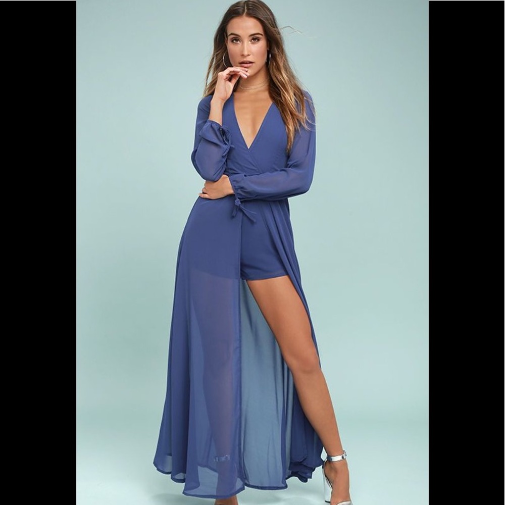 Gone With the Whirlwind Royal Blue Romper